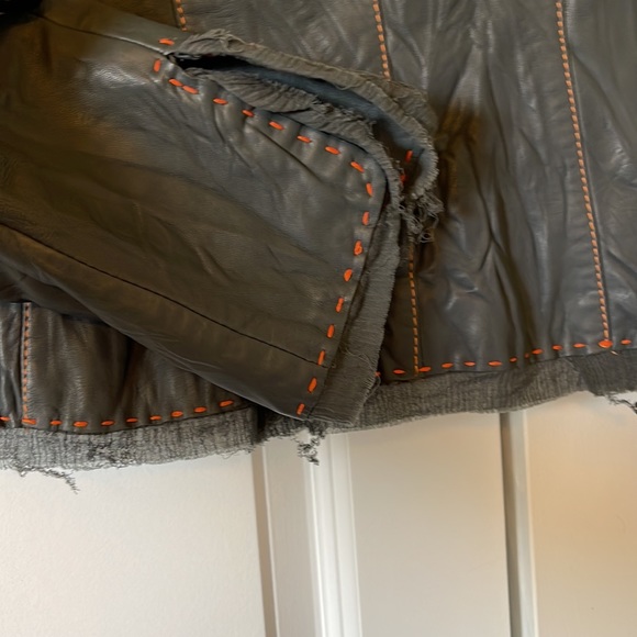 NWOT crinkled leather jacket - dark grey size XS - Picture 6 of 7